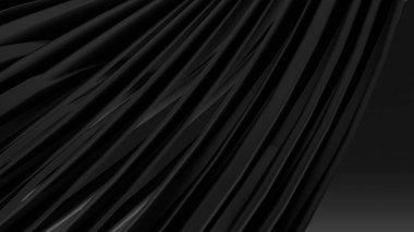 Hassas kıvrımları siyah mat dokusuyla ifade eden soyut bir arka plan. Yüksek kalite 3d illüstrasyon