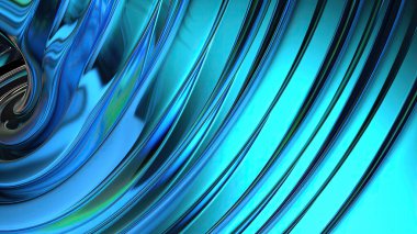 Mavi mor krom kırılma su benzeri modern sanat lüksü soyut arkaplan şekilleri yüksek kaliteli 3D illüstrasyon
