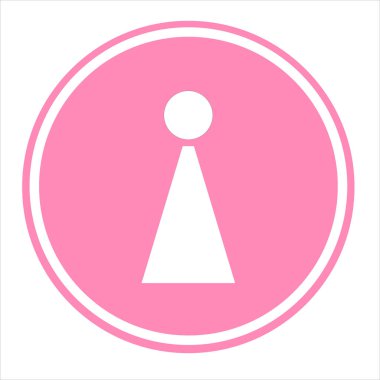 Tuvalet için renkli arka planda kadın ilüstrasyon ikonunun vektör sembolü. Tuvalet çizelgesi