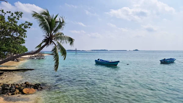 Paradise Maldives Solo Playas Blancas Aguas Turquesas Male Maafushi Gulhi — Foto de Stock