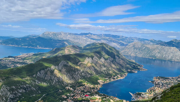 Exploration from land and water of the Bay of Kotor on the Adriatic Sea, Montenegro