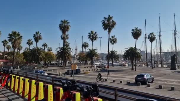 Barselona Güneşli Bir Sabah — Stok video