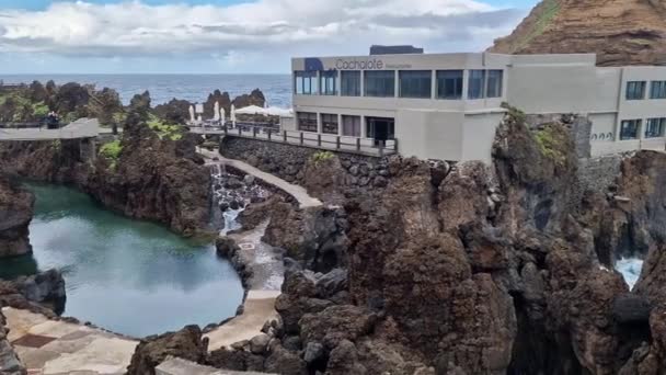 Spectacular Natural Swimming Pools Porto Moniz Madeira — Stock Video
