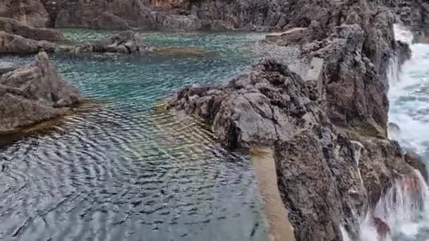 Spektakularne Naturalne Baseny Porto Moniz Maderze — Wideo stockowe