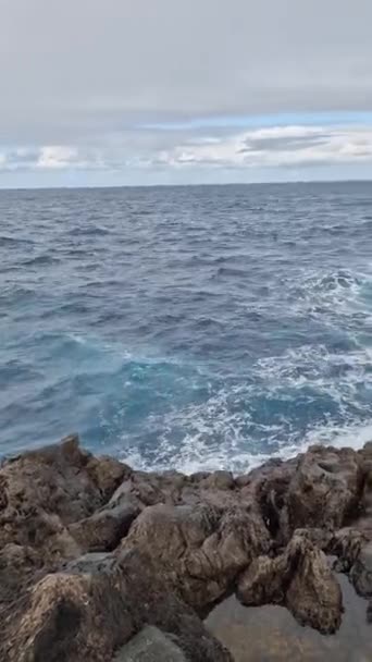Spectaculaire Natuurlijke Zwembaden Porto Moniz Madeira — Stockvideo