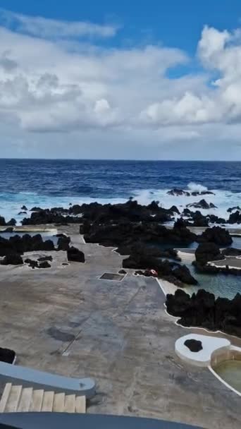 Espectacular Piscina Natural Porto Moniz Madeira — Vídeos de Stock