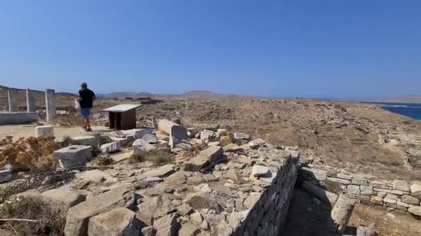 Isola Delos Gioiello Nel Mar Egeo Ricco Significato Mitologico Archeologico — Video Stock