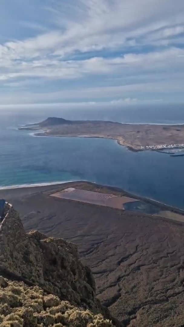 Lanzarote Nin Ikonik Bakış Açısı Olan Mirador Del Atlantik Komşu — Stok video