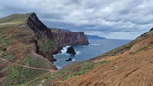 마데이라 세인트 Saint Laurent Peninsula Madeira Island 험준한 절벽과 아름다운 스톡 사진