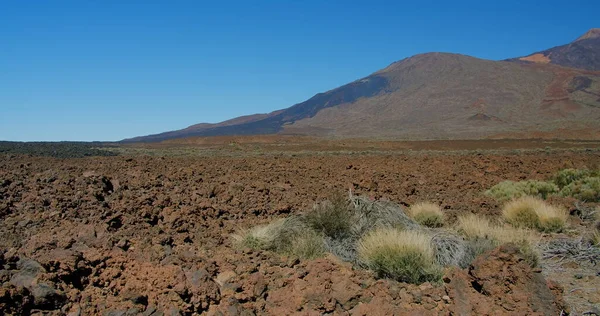 Çöl dağı manzarası ve volkan zirvesi, Pico del Teide Ulusal Parkı, kırsal park. Unesco. Tenerife. Hiç kimse. El kamerasıyla. Yavaş çekim.