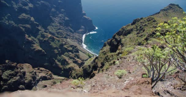 Aldeia Montanhosa Fica Frente Desfiladeiro Masca Tenerife Ilhas Canárias Espanha — Vídeo de Stock