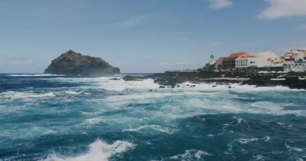 美丽的城市Garachico在火山海岸加纳里岛的特内里费岛 — 图库视频影像
