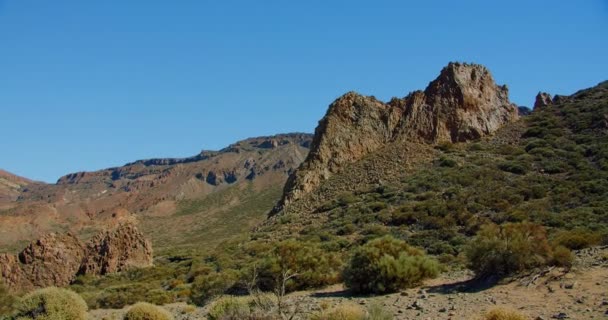 Utsikt Över Stelnad Lava Och Gles Vegetation Teide Nationalpark Teneriffa — Stockvideo