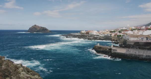Prachtige Stad Garachico Aan Oevers Van Vulkanische Berg Canarische Eiland — Stockvideo