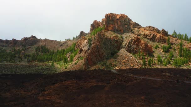 Havadan Kanarya Adası Tenerife Teide Ulusal Parkı Nda Donmuş Lav — Stok video