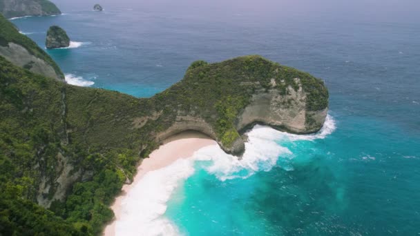 Aerial View Nusa Penida Island Travel Landmark Kelingking Beach Drone — Stockvideo