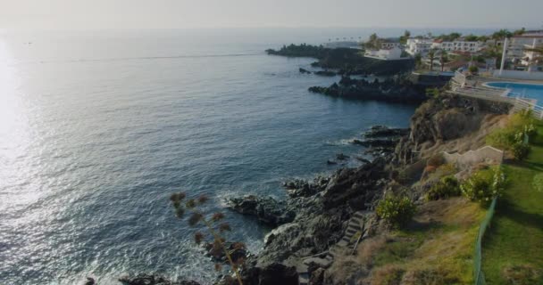 Coastline Small Fishing Village Alcala Tenerife Canary Islands Spain High — Stock Video