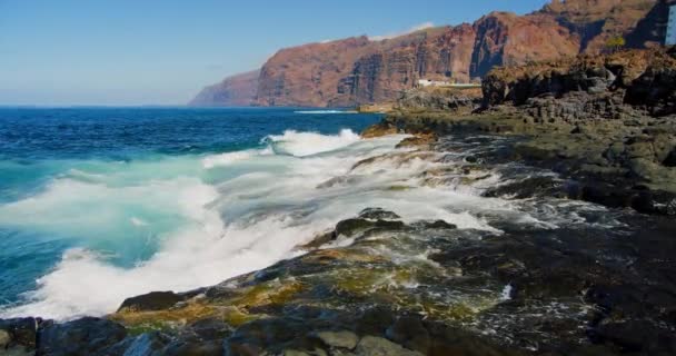 Famous Cliffs Ocean View Coastline Acantilados Los Gigantes Tenerife Canary — Stockvideo