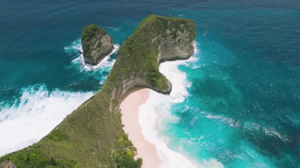 Kelingking Beach Nusa Penida Island Bali Indonesia Aerial View Tropical — Stockvideo