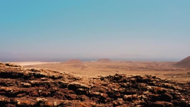 Spektakulär Flygutsikt Bevarad Vulkan Krater Calderon Hondo Fuerteventura Kanarieöarna Spanien — Stockvideo
