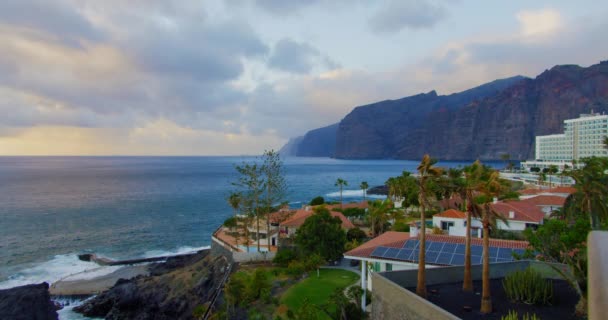 Los Gigantes Během Západu Slunce Tenerife Kanárské Ostrovy Španělsko Sopečná — Stock video