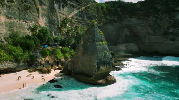Pristinná Bílá Písečná Diamantová Pláž Nusa Penida Bali Indonesia Oceánské — Stock video