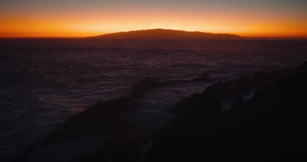 Magischer Sonnenuntergang Und Glühende Schatzinsel Gomera Kanarische Inseln Spanien Silhouette — Stockvideo