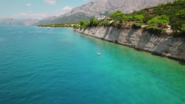 Kystnære Serenity Langs Dalmatian Shore Med Klart Hav Kroatien Krystalvand – Stock-video