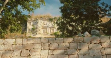 Maya tarihi gezi turu sırasında orman doğası gereği taş yardım detaylarını harabeye çevirdi.