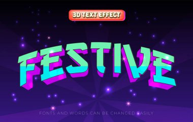 Festive cartoon style 3d editable text effect style clipart