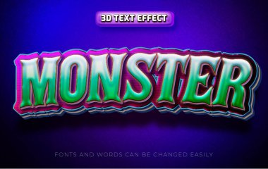 Canavar 3d düzenlenebilir metin efekti biçimi