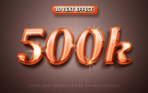 500K Rubis Rouge Éditable Style Effet Texte — Image vectorielle