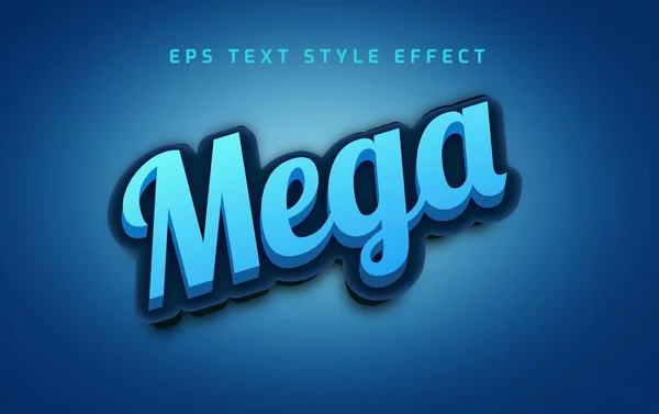 Mega Azul Negrita Editable Efecto Estilo Texto — Vector de stock