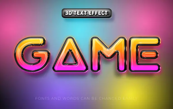 Spiel Bunte Hochglanz Editierbaren Text Effekt Stil — Stockvektor