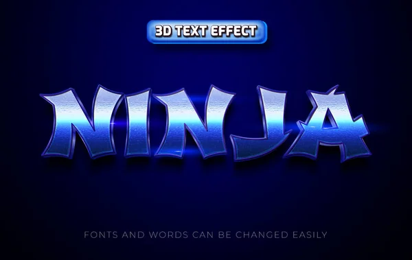 Ninja Blauw Bewerkbaar Teksteffect — Stockvector