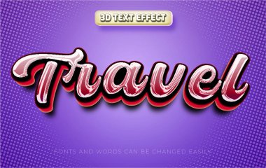 Seyahat vlog 3d düzenlenebilir metin efekti biçimi
