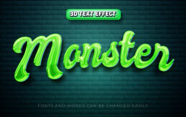 Canavar 3d düzenlenebilir metin efekti biçimi