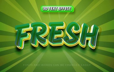 Taze içecek 3d düzenlenebilir metin etkisi biçimi