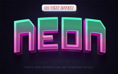 Neon gece 3d düzenlenebilir metin efekti biçimi