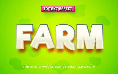Çiftlik 3d düzenlenebilir metin etkisi biçimi