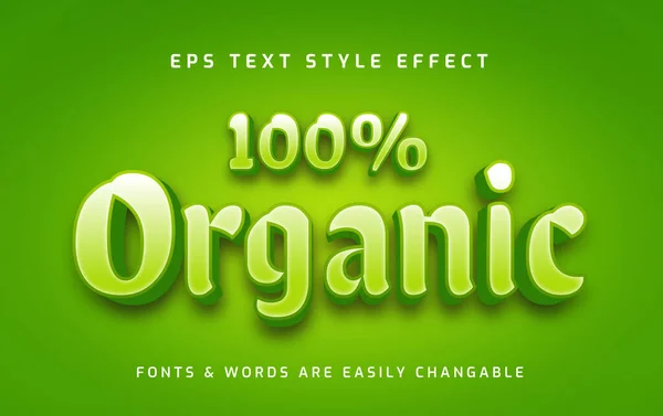 Verde Orgânico Natural Fresco Efeito Texto Editável —  Vetores de Stock