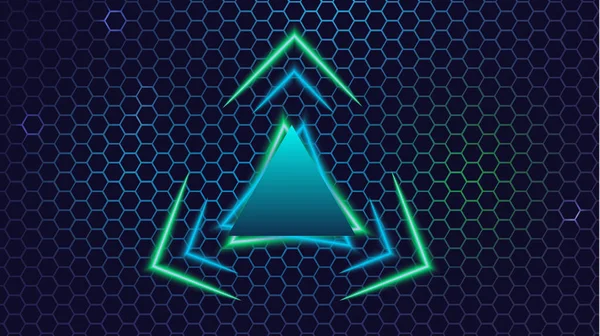 Jogos Modernos Luzes Triângulo Néon Verde Azul Esports Vetor Fundo — Vetor de Stock