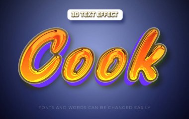 Aşçı Şef 3d düzenlenebilir metin efekti biçimi