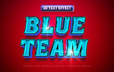 Mavi takım spor 3d düzenlenebilir metin efekti Syle
