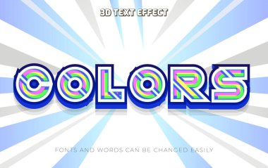 Renkler çok 3d düzenlenebilir metin efekti biçimi