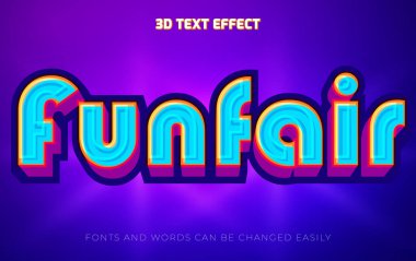 Funfair 3d düzenlenebilir metin efekti biçimi