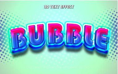 Renkli kabarcık 3d düzenlenebilir metin efekti biçimi