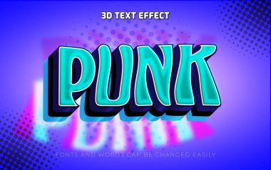 Punk biçimlendirilmiş 3d düzenlenebilir metin efekti biçimi
