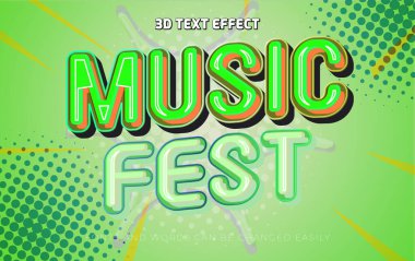 Müzik festivali 3d düzenlenebilir metin efekti