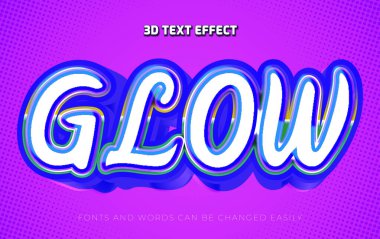 Parlak mavi 3d düzenlenebilir metin efekti biçimi
